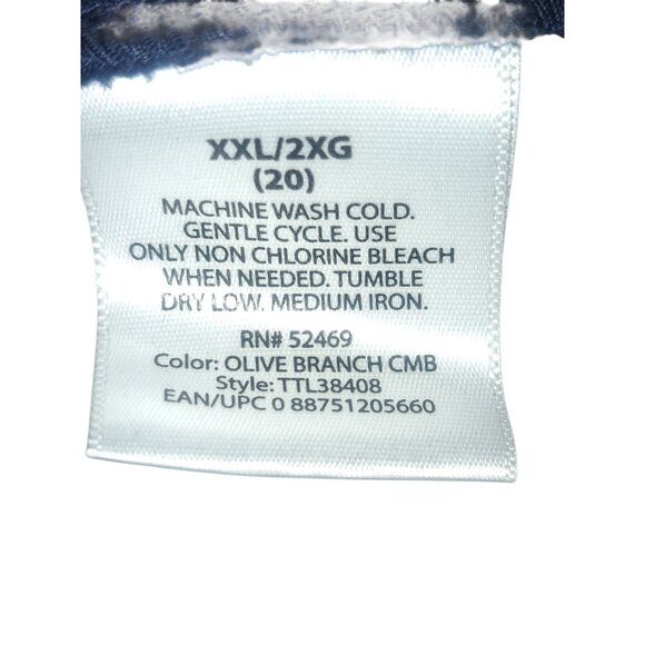 Time & Tru Womens Blouse XXL Olive Branch Plaid Tie Front Long Sleeve 100 Cotton - Picture 3 of 9